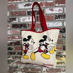 Disney Parks Mickey Mouse Disneyland Resort Red Canvas Tote Bag Large Travel EUC